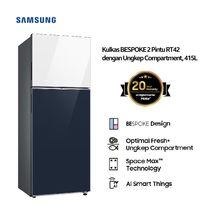 Samsung Kulkas Two Doors BESPOKE Ungkep Compartment RT42 415 L - RT42CB66208ASE